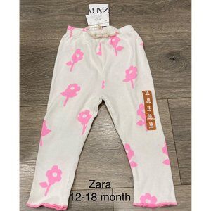 NWT Zara baby girl 12-18 month ribbed flower leggings